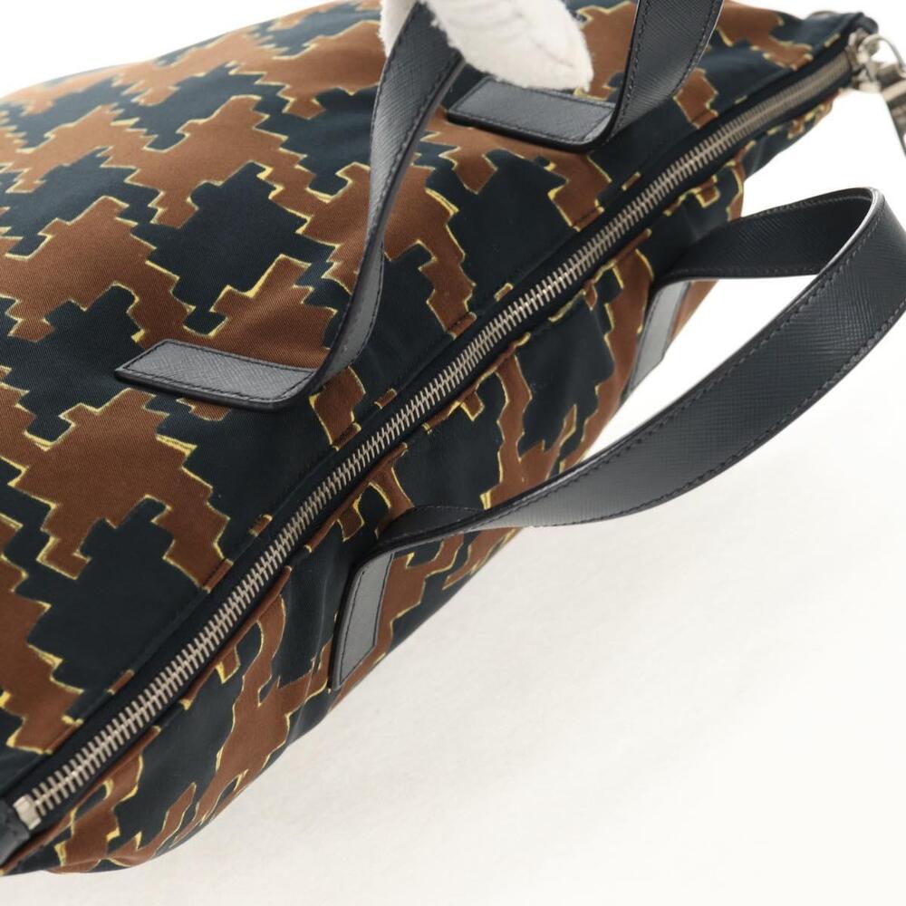PRADA Hand Bag Nylon 2way Brown Silver Auth 148372 - Picture 6 of 16